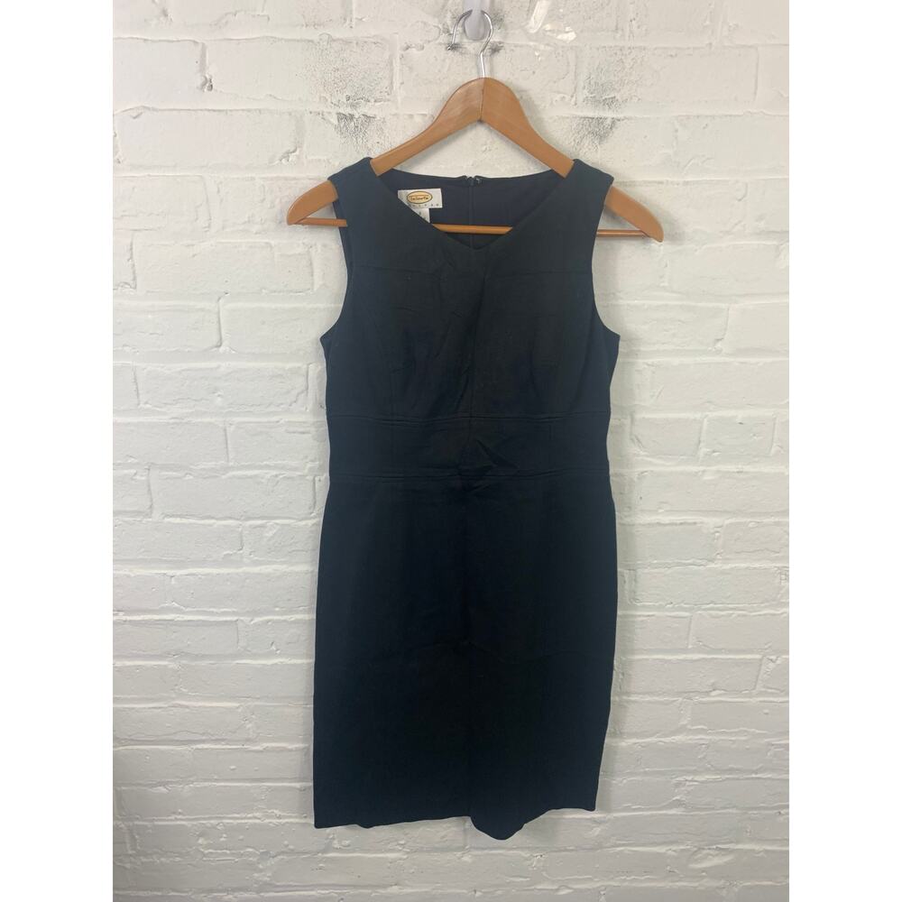 Talbots Women's V-Neck Knee Length Shift Dress Sleeveless Black Size 2